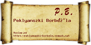 Peklyanszki Borbála névjegykártya